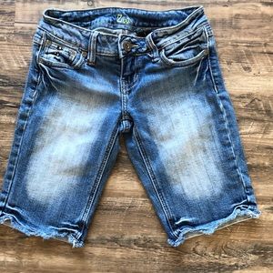 3/$25 - Z co longer distressed denim shorts